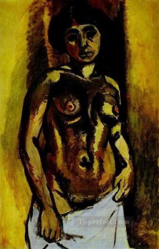 monochrome black white Painting - Nude Black and Gold Fauvism